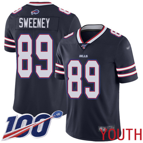 Youth Buffalo Bills #89 Tommy Sweeney Limited Navy Blue Inverted Legend 100th Season NFL Jersey->youth nfl jersey->Youth Jersey